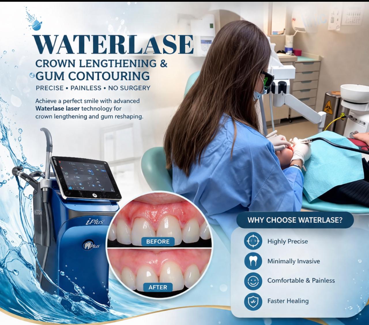 Waterlase crown lengthening and laser gum contouring treatment